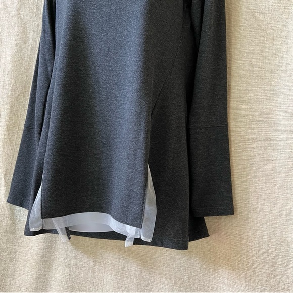 LOGO Lounge mesh trim nicely detailed knit tunic lovely! XXS charcoal - Picture 2 of 6